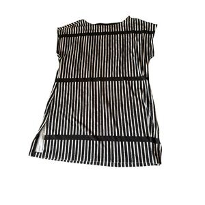 Marimekko for Target Tunic Black White Striped Sleeveless Terry Cloth Top L